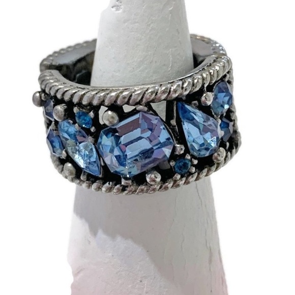 Vintage 40’s 50’s Barclay Jewels of India Blue Gem Silver Tone Ring - Picture 8 of 9